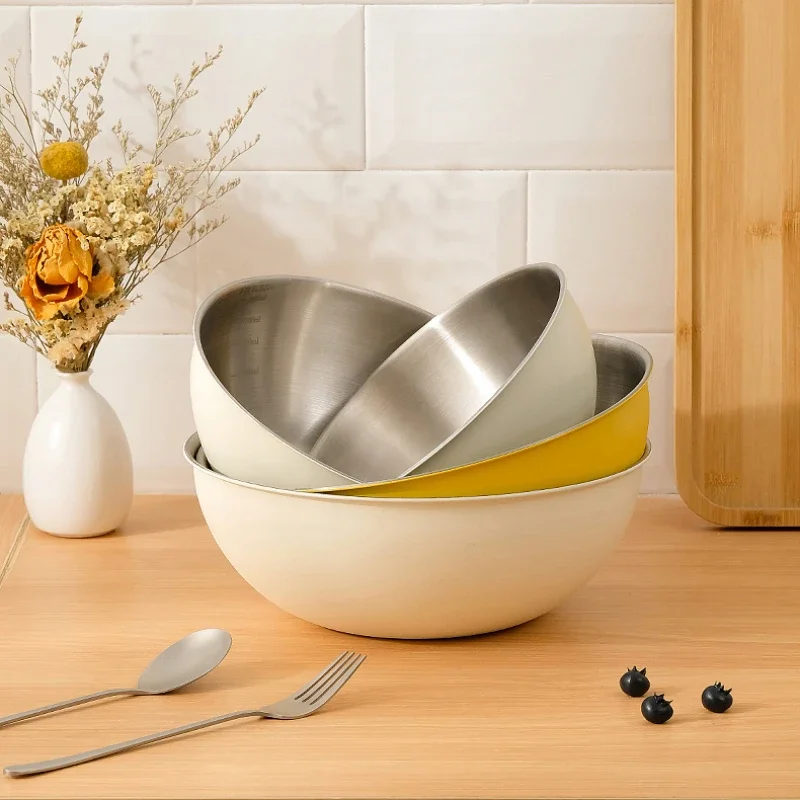 Vegetable Washing and Drainage Basket Basin Household Kitchen Egg Bowl 304 Stainless Steel Fruit Basin Kneading Basin