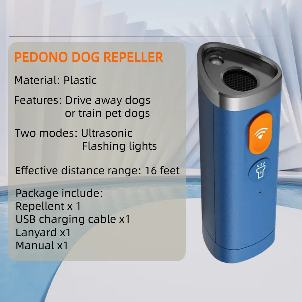 Ultrasonic Dog Repeller with LED Flashlight 16ft Rechargeable High Power Handheld Dog Training Equipment Bark Control Repellent
