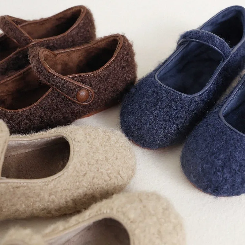 Spring Autumn Velvet Baby Girls Casual Shoes Fashion Styles Thick fleece wool Mary Jane Princess Non Slip Children's Flats Shoe image 4