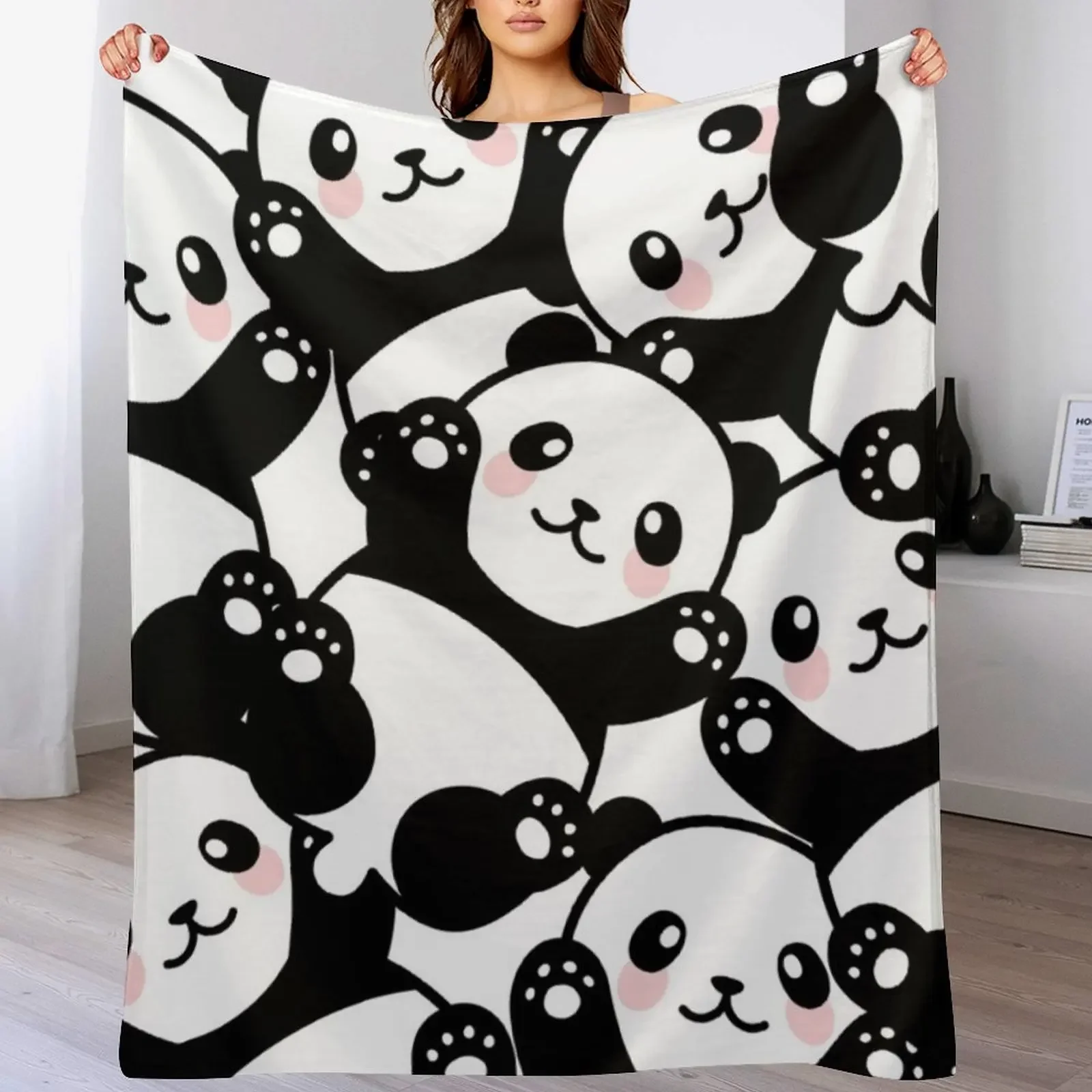 

pandas Throw Blanket Furrys Soft Plaid Thermal Blankets
