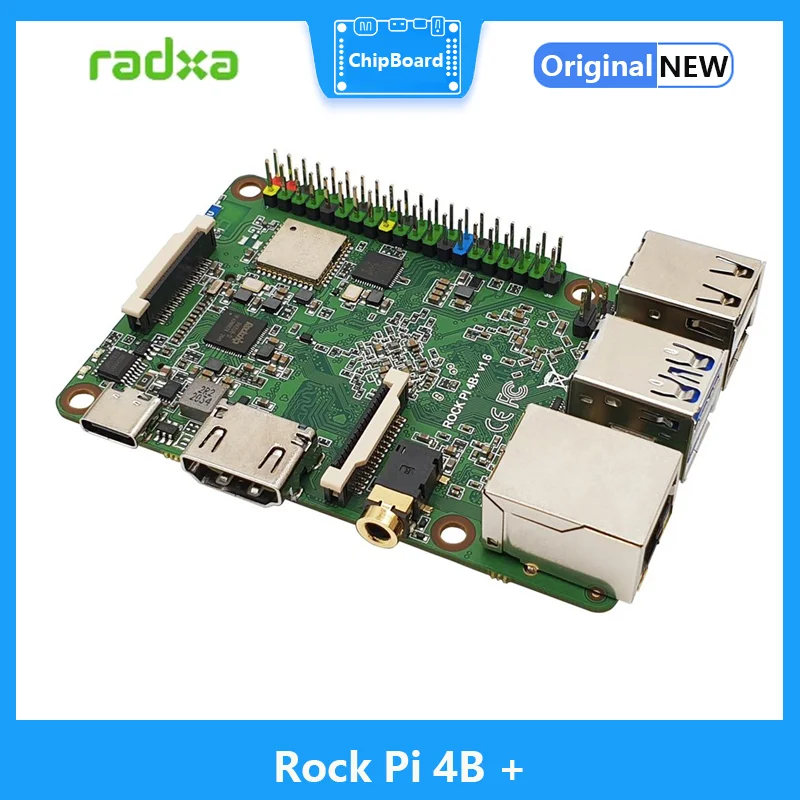 

ROCK Pi 4 Модель B Plus, ROCK 4B + Rockchip RK3399 плата компьютера eMMC Вспышка Предварительно загруженная с Twister OS Armbian Raspberry pi 4