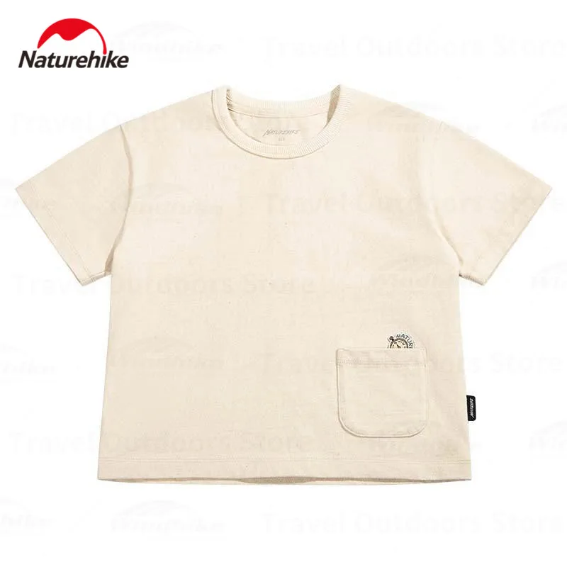 Naturehike Boy Cotton T-Shirt Summer Camping Children's Wear Outdoor Travel Short Sleeves T-Shirt Girls Solid Color Clothes