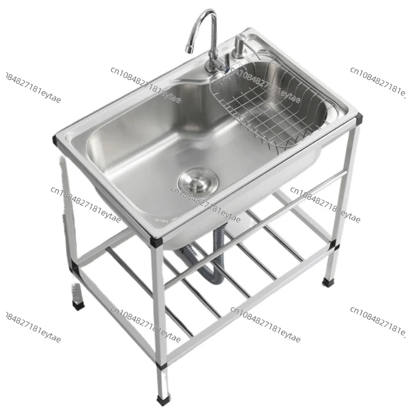 

Thick Stainless Steel Single Wash Basin with Bracket Floor Standing Commercial Kitchen Sink