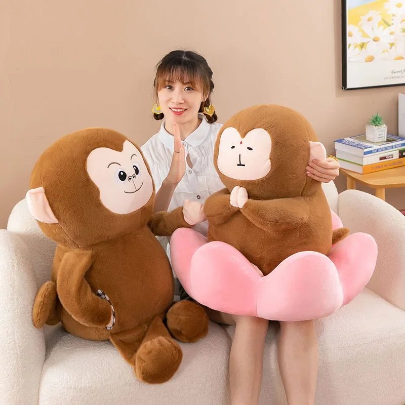 Hot 30-60cm Kawaii Buddha Pocket Monkey Lotus Doll Series Plush Toys Doll Ornament Pillow Male Girlfriend Birthday Gift