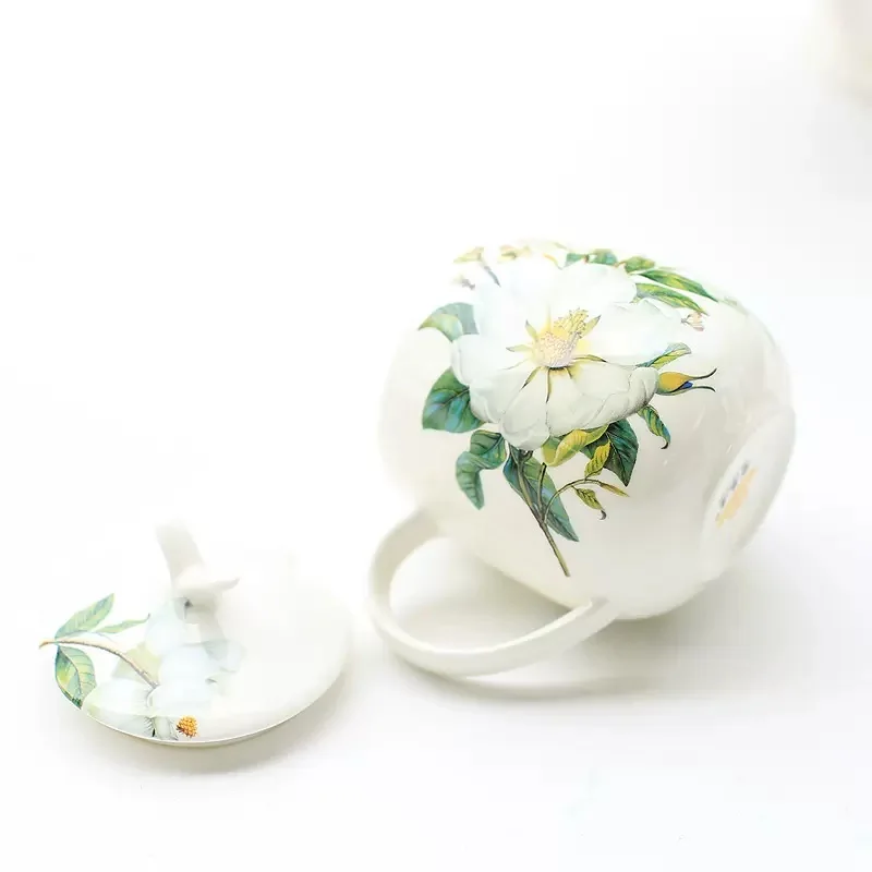 410ML, camellia painting, bone china personalized mugs, european cups mugs ceramic, pocelain coffee cup with lip and spoon, tea