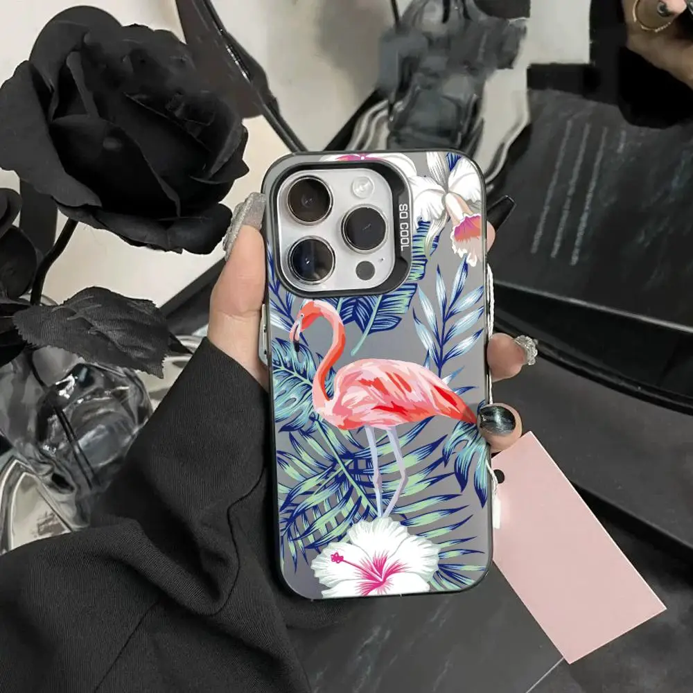 

Cute Flamingo Phone Case Color electrosilvering IPhone16 11 14 15 12 Pro 11 Plus 13 Pro MAX iphone Drop case