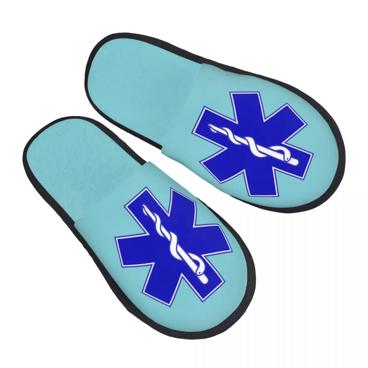 Emt Star Of Life Comfy Scuff With Memory Foam Slippers Women Paramedic Medical Spa House Shoes