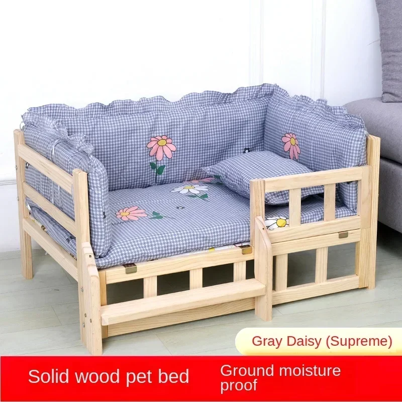 Multifunctional Solid Wood Off The Ground Winter Teddy Dog House ， All Seasons Universal Small, Medium And Large Dog Bed