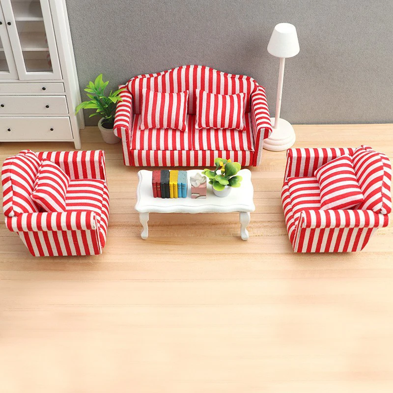 

1/12 Dollhouse Simulation Sofa Model Doll Home Miniature Single/Double Sofa Living Room Furniture Decor Micro Scene Props