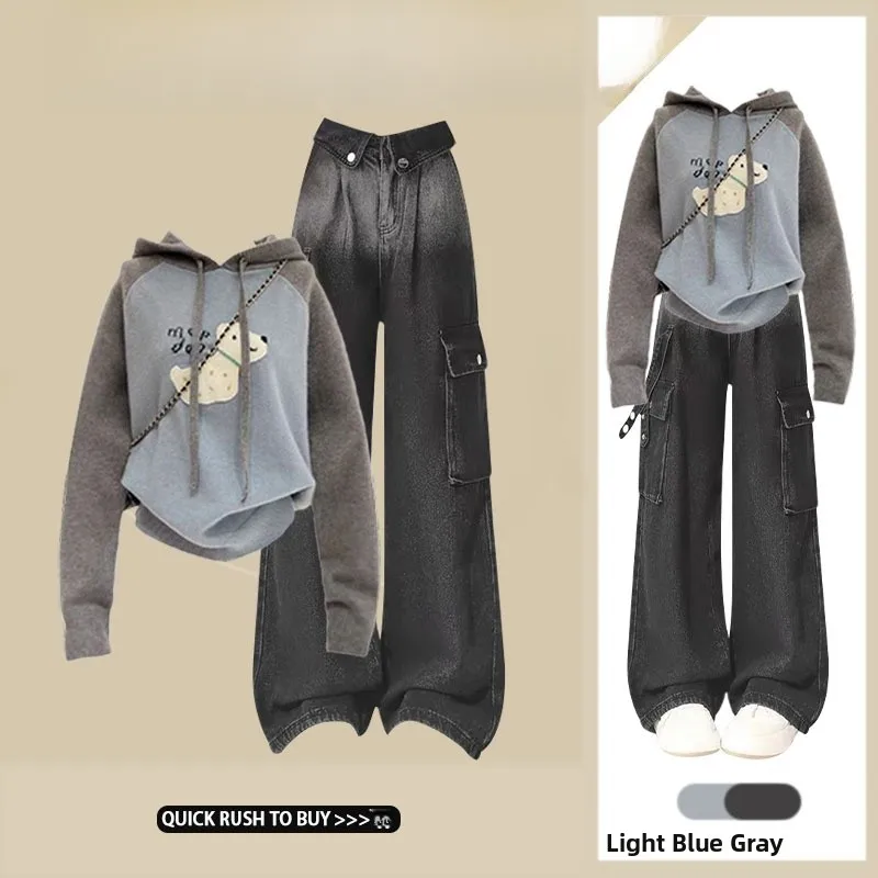 

Slimming Effect Dog Cartoon 3D Loose Fit Autumn Winter Korean Style College Fashion Sweater High Waist Jeans Versatile Street...