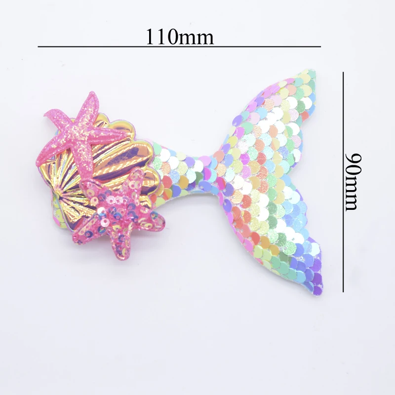 Wholesale 20Pcs Padded Mermaid Tail Shell Starfish Appliques for Clothes Hat Sewing Patches DIY Headwear Hair Band Clips Decor