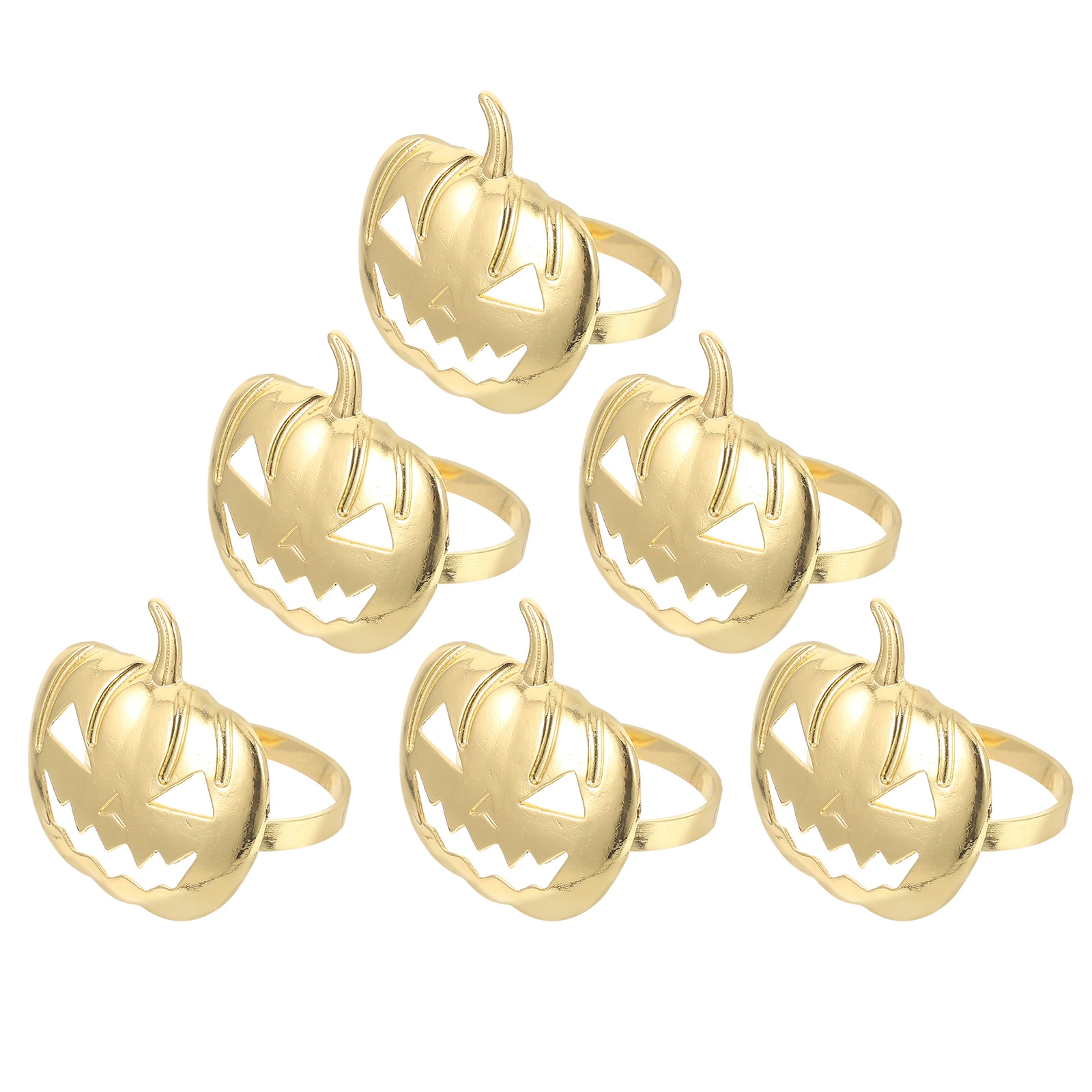 

6pcs Golden Pumpkin Napkin Rings Halloween Table Decoration Buckles Holders Fits Standard Cloths Creative Dining