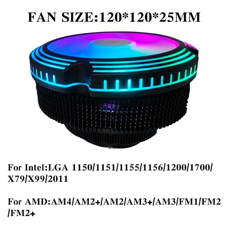 AM4 CPU Air Cooler ARGB 4PIN PWM PC  Processador Cooling Fan for LGA1700 1200 1366 1151 1155 1156 2011 AMD AM5 Ventilador