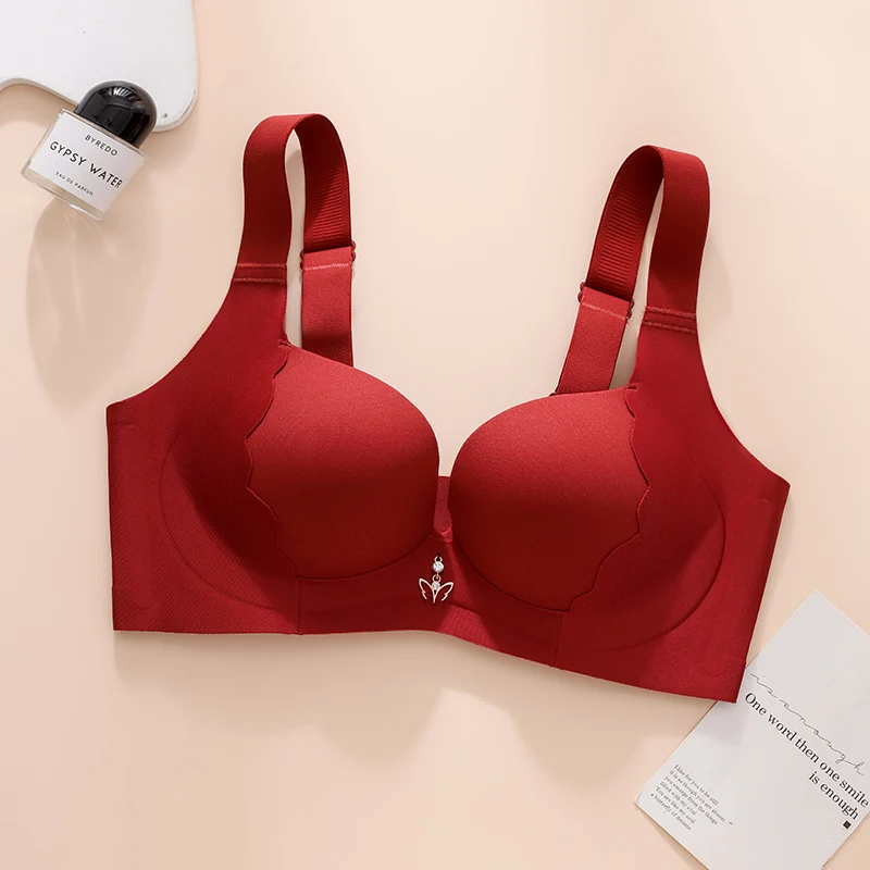 Seamless Bra for Women Plus Size Wireless  Brassiere Lightly Lined Full Coverage Bra C D E Cup Sexy Bra Solid Padded Basic Femme