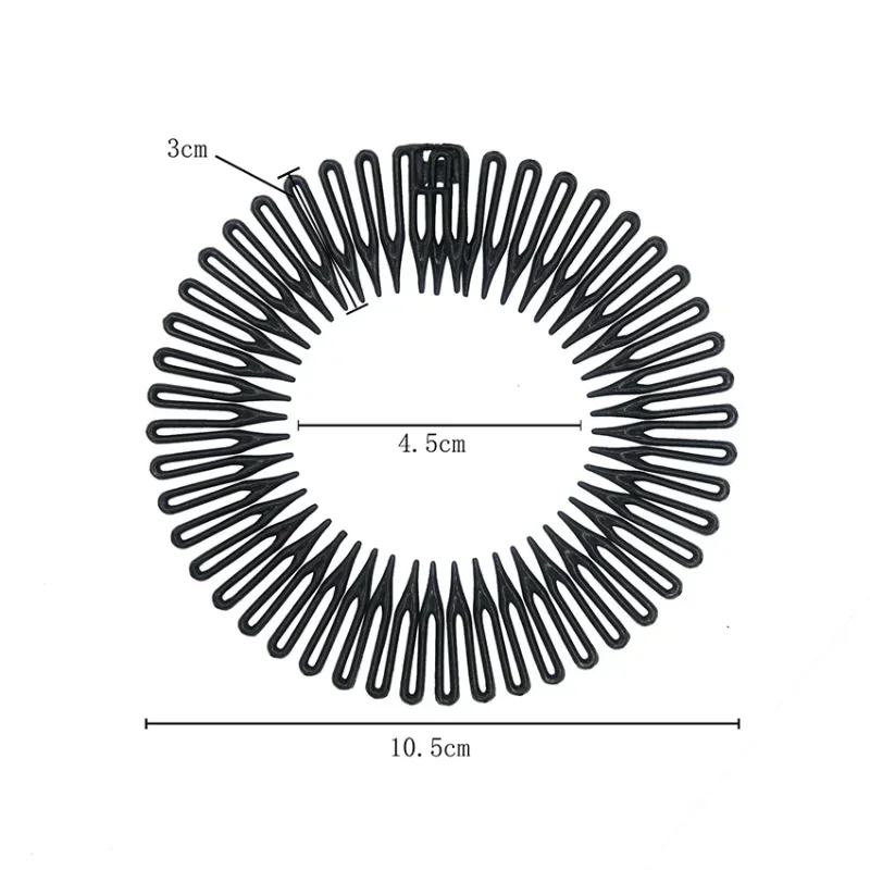 Plastic Full Circle Headbands Hair Hoop Band Clips Hairband Stretch Flexible Comb Teeth Face Wash Fixed Fashion Hair Accessories