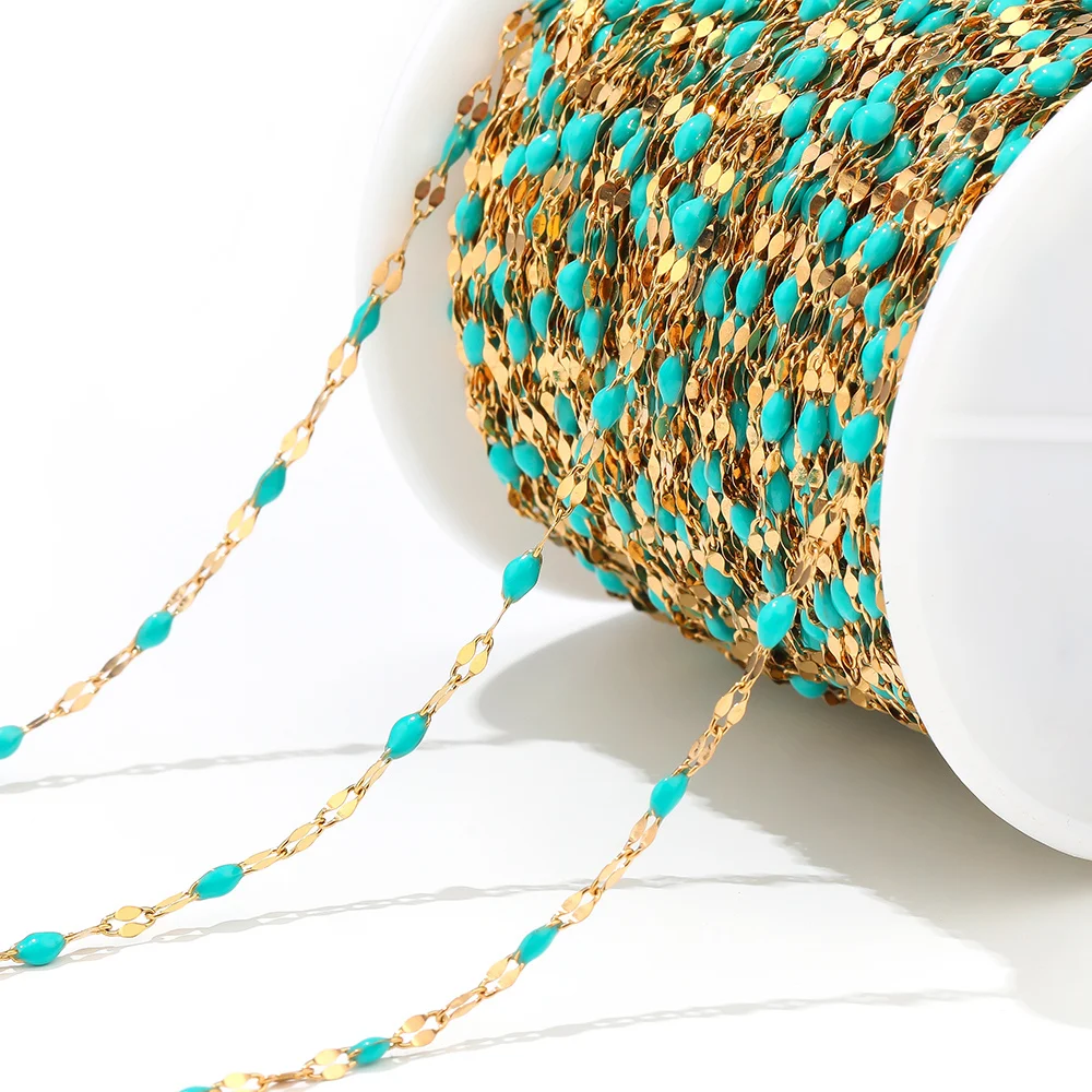 2meters Stainless Steel Lips Chain Jewelry Making Colorful Enamel Chains for DIY Bracelet Necklace Jewelry Chains Findings Bulk