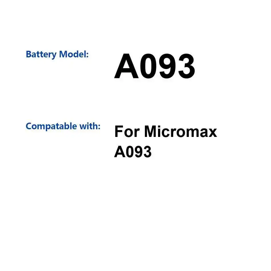 

Аккумулятор мобильного телефона 1900 мАч для Micromax A093 с высокой эффективностью