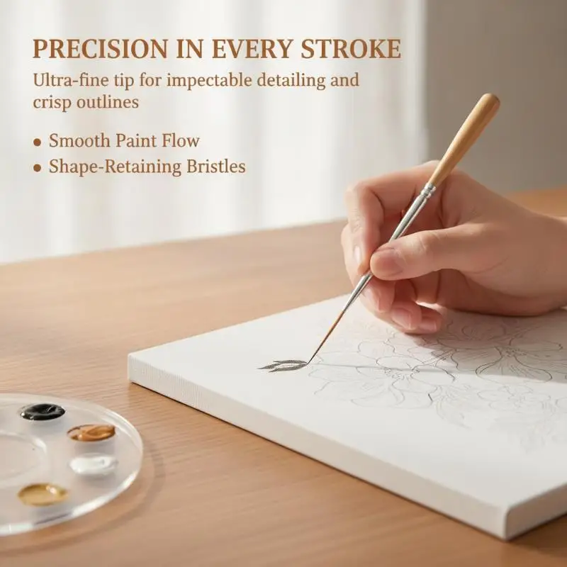 5/1Pcs Long Liner Paint Brush Set, Fine Tipped Watercolor & Acrylic Brushes for Corner Filling, Contour Drawing, Art Supplies