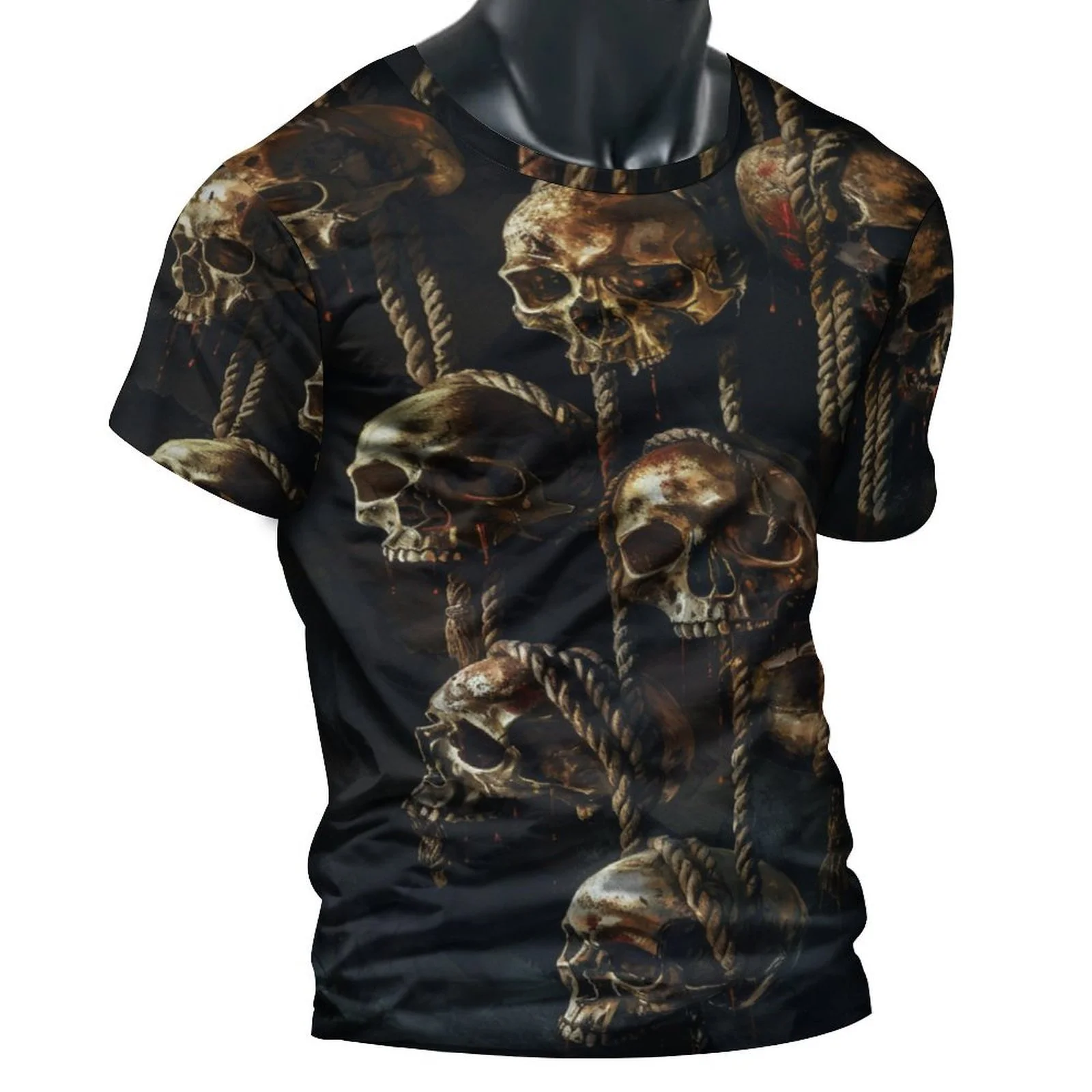 2024 New Men's 3D Graffiti Skull Pattern Cool T-shirt, Casual Cool Micro Stretch Breathable T-shirt, Outdoor Summer Men's Wear