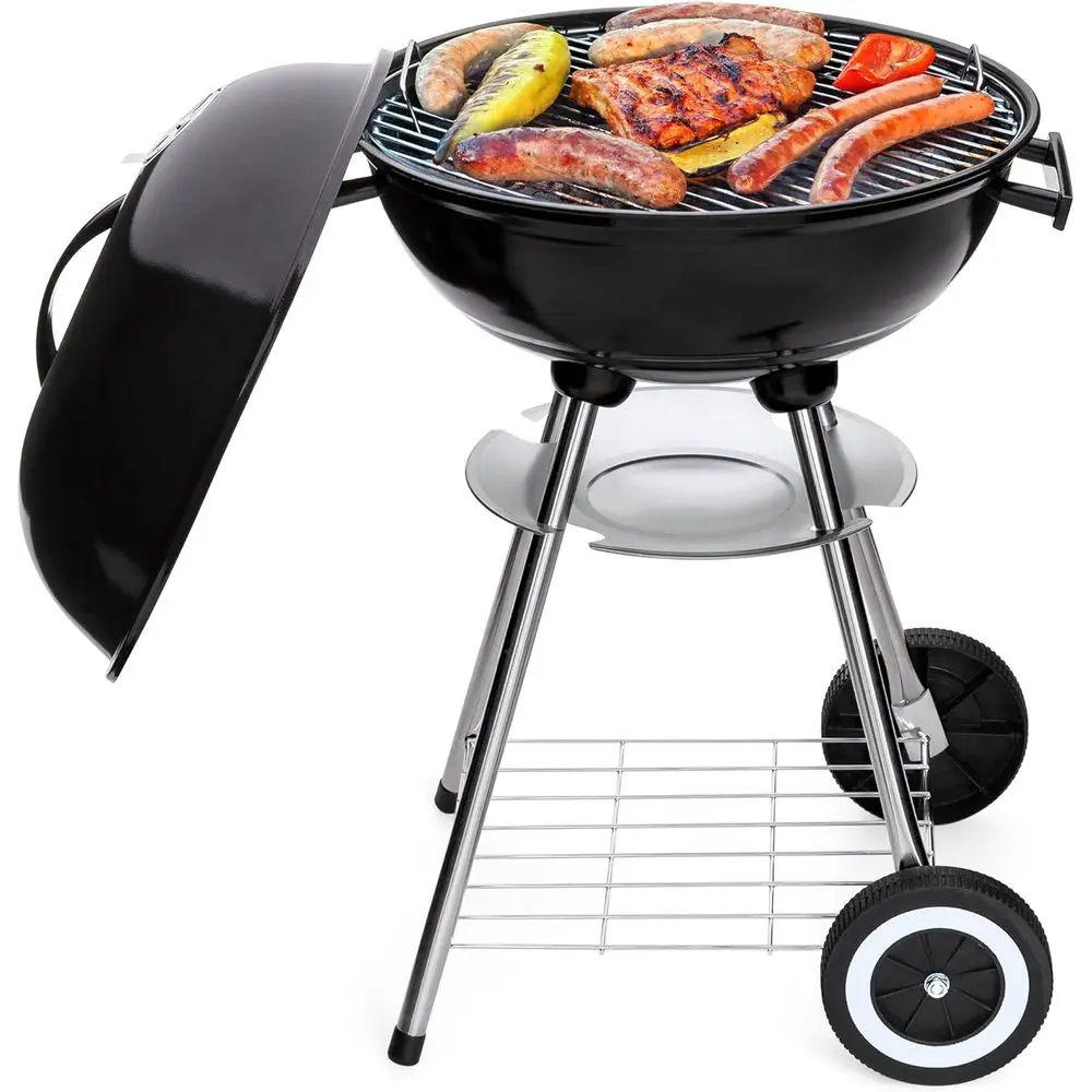 

18-Inch Portable Steel Charcoal Grill with Heat Control for Patio, Porch, and Picnics - Black