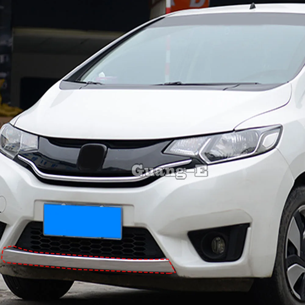 

Car Stick Cover Bumper Engine ABS Chrome Trim Front Bottom Grid Grill Grille Edge Frame For Honda FIT JAZZ 2014 2015 2016 2017