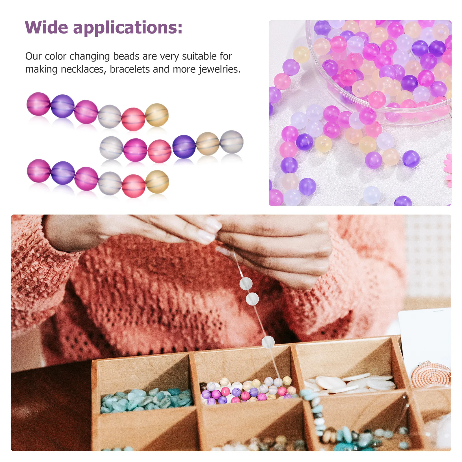 

8mm UV Color Change Beads 1000Pcs Solar Sensitive Plastic Round Beads for DIY Jewelry Hair Accessories Craft Kits