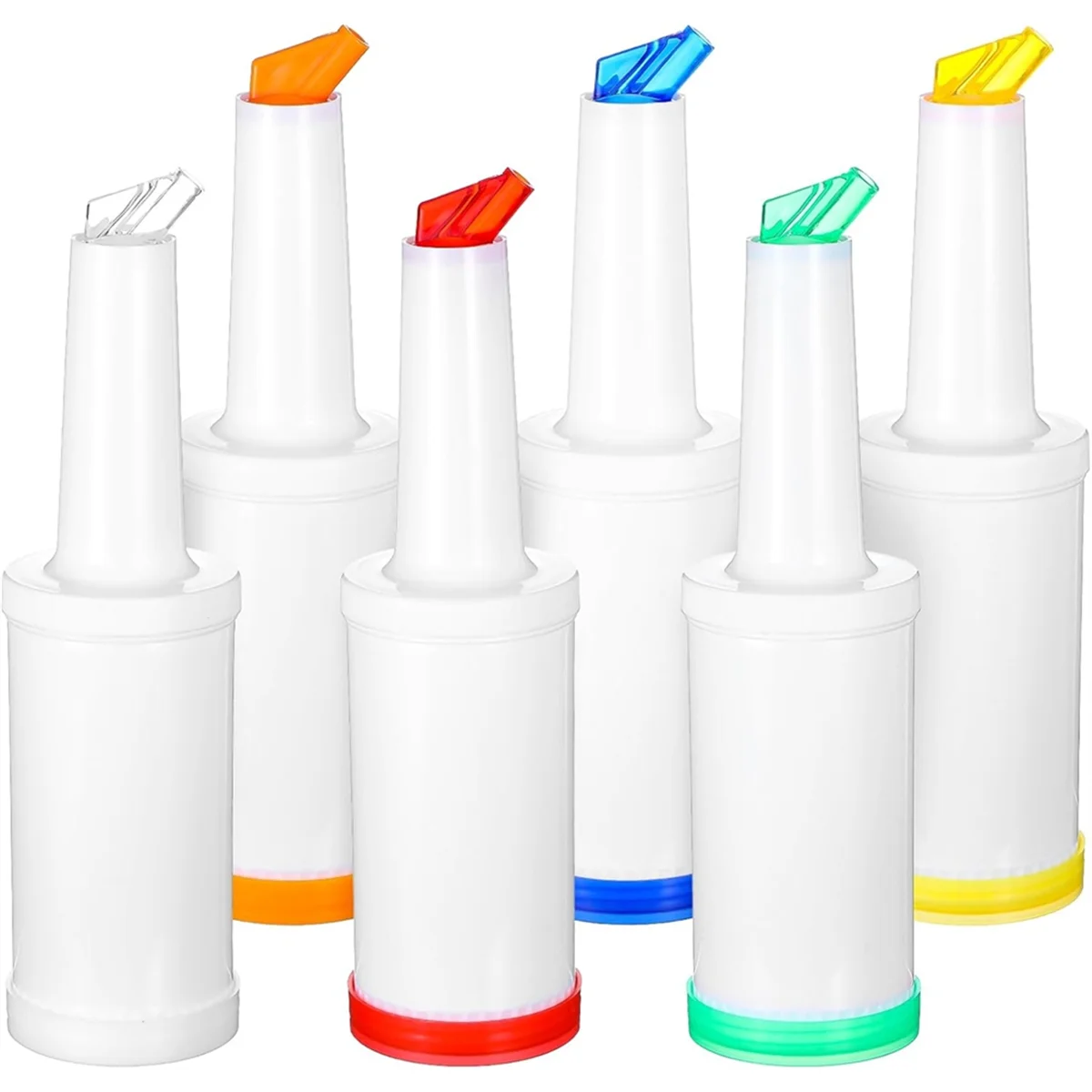 AT59 6-Piece Professional Bar Juice Pour Bottles Set - 0.9 Quart Juice Pourers for Bartending, Store and Pour Containers