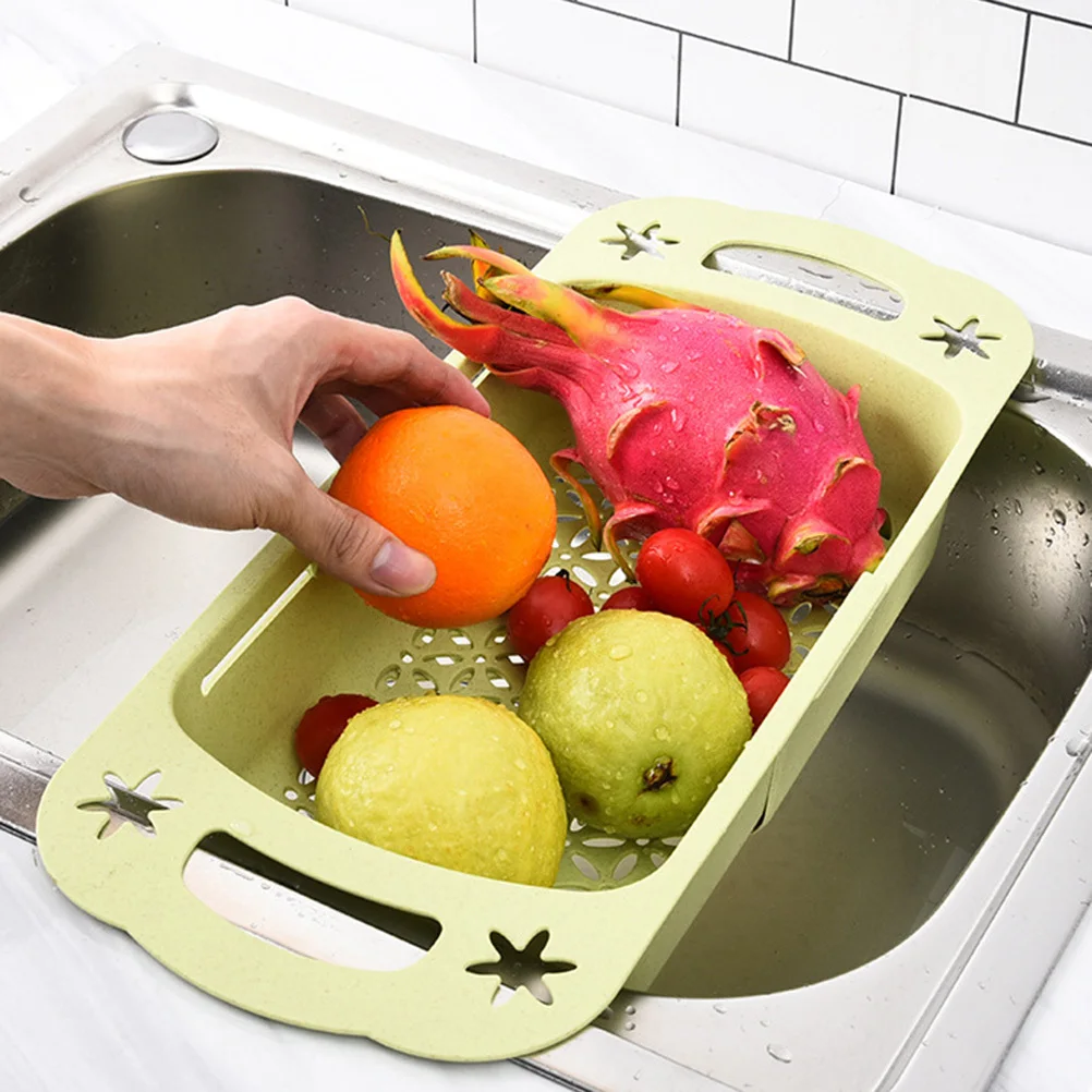 

Scalable Drain Basket 37.5Cm To 48Cm Adjustable Sink For Drying Vegetable Washing Fruit Cleaning Dual Handle Storage Basket