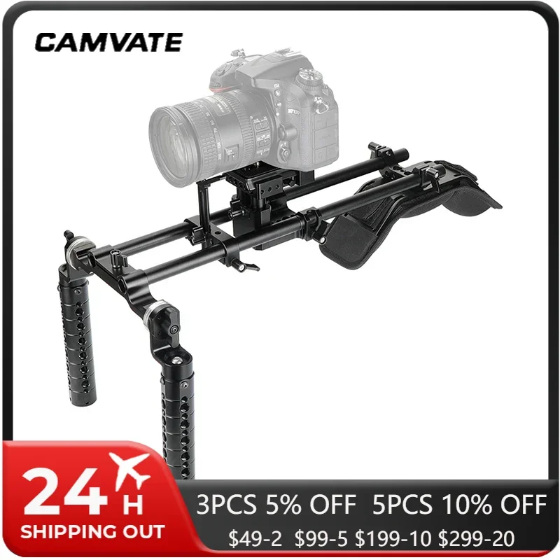 CAMVATE-Plataforma de montaje de hombro de mano con placa base de liberación rápida Manfrotto y empuñadura de doble ARRI Rosette para cámaras, videocámaras