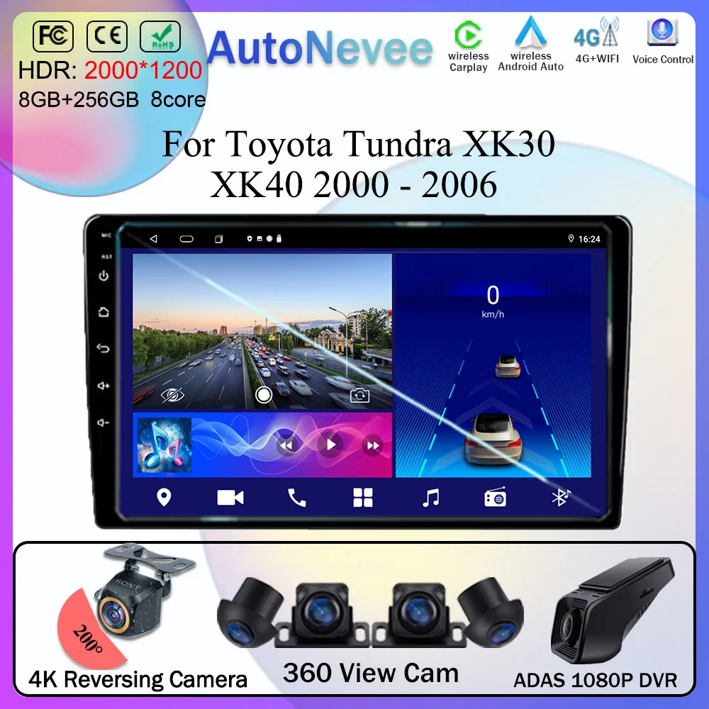 

Carplay Android For Toyota Tundra XK30 XK40 2000 - 2006 Auto Radio Multimedia Player GPS Navigation 5G WIFI BT No 2Din DVD