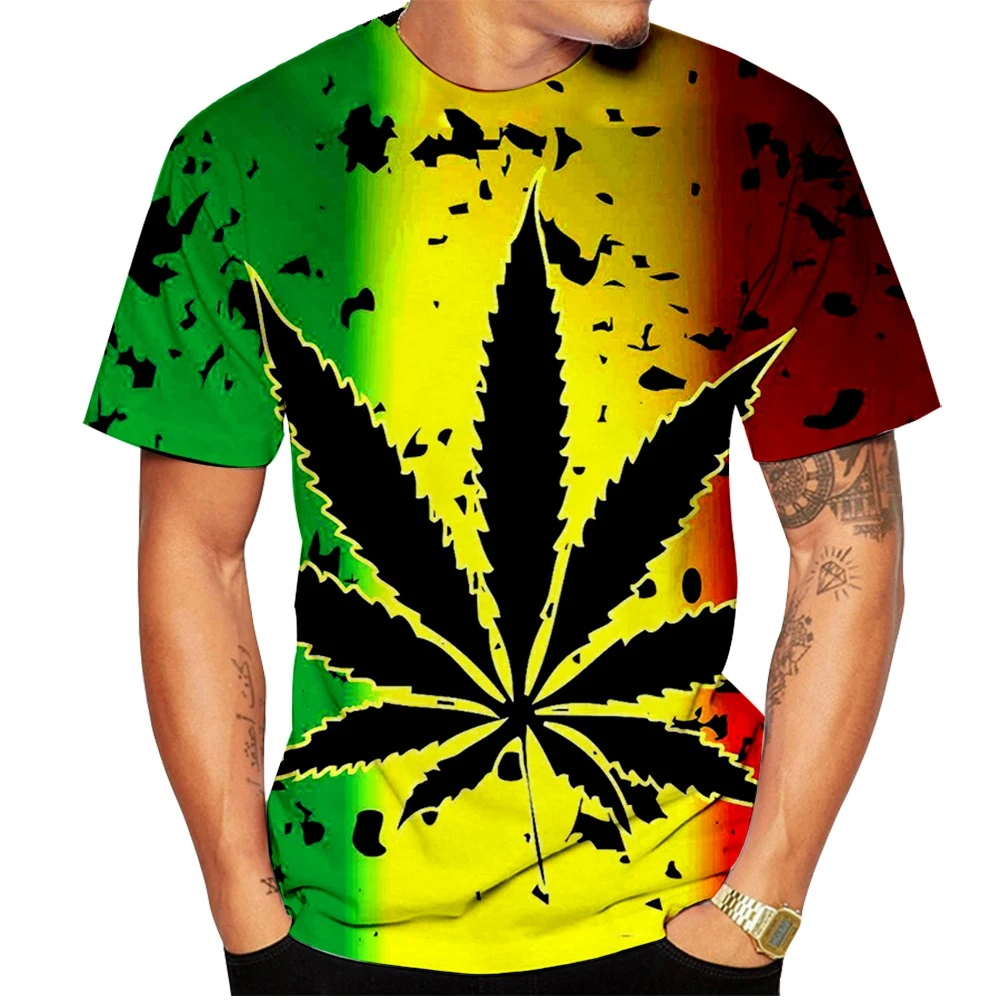 2024 جديد محب الأعشاب الخضراء يترك الرجال النساء تي شيرت ثلاثية الأبعاد طباعة شاطئ البحر عادية مضحك تي شيرت حجم كبير موضة 100-6XL الملابس #4