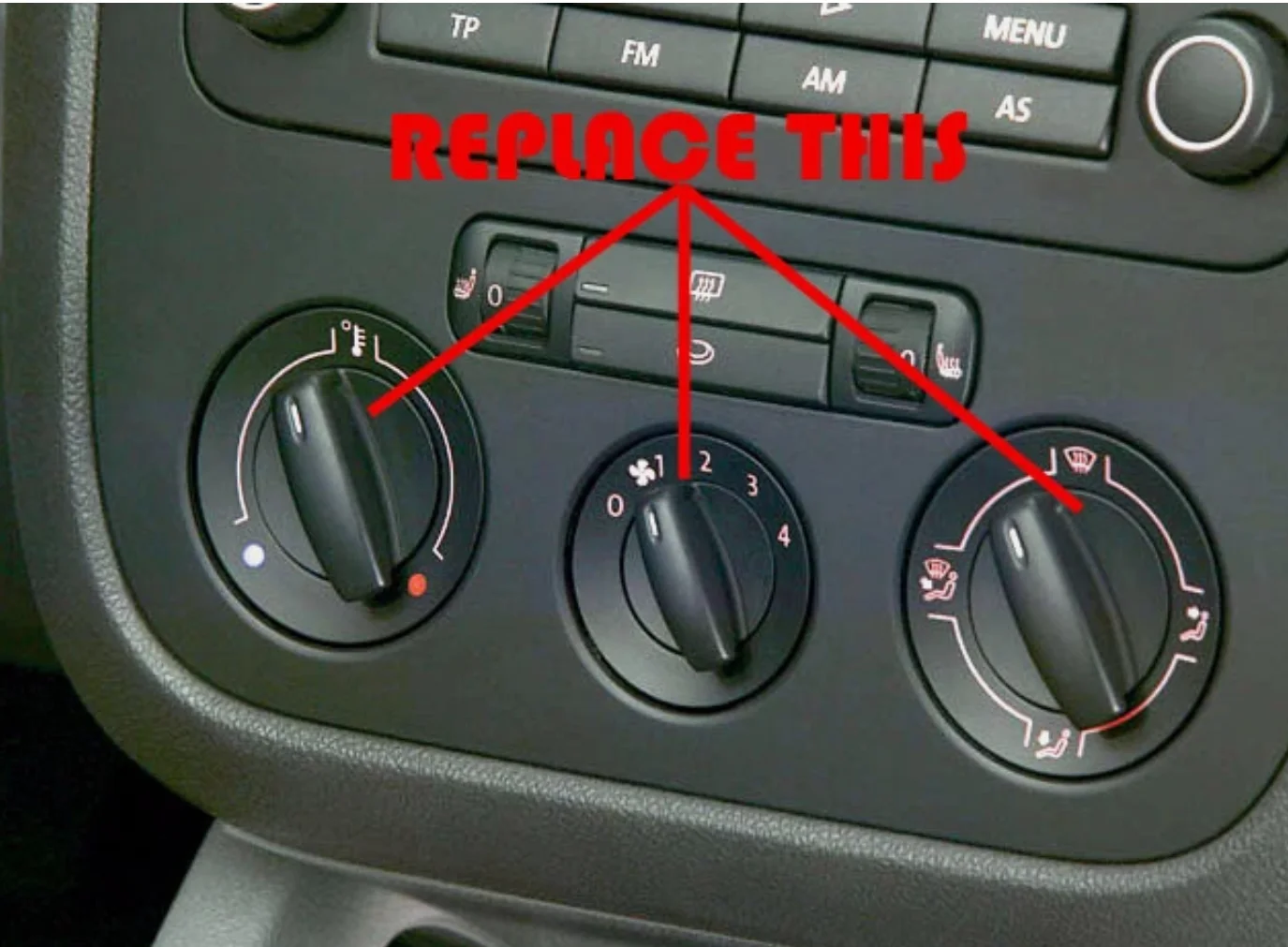 

3 pieces Black Heater AC Control Dial round Knob for VW Golf Jetta MK5 2.5 2.0T GTI GLI - Vehicle Interior Control Accessory