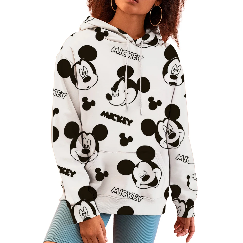 Autumn Mickey Mouse Printed Hoodie Women Fashion Korean Hooded Sweatshirts Woman Y2K Streetwear Loose Hoodies