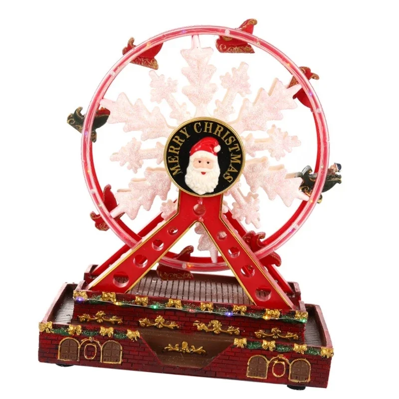 

Enchanting Musical Christmas Ferris Wheel Display Tabletop Ornament with Colorful LED Lights Home Decoration Supplies