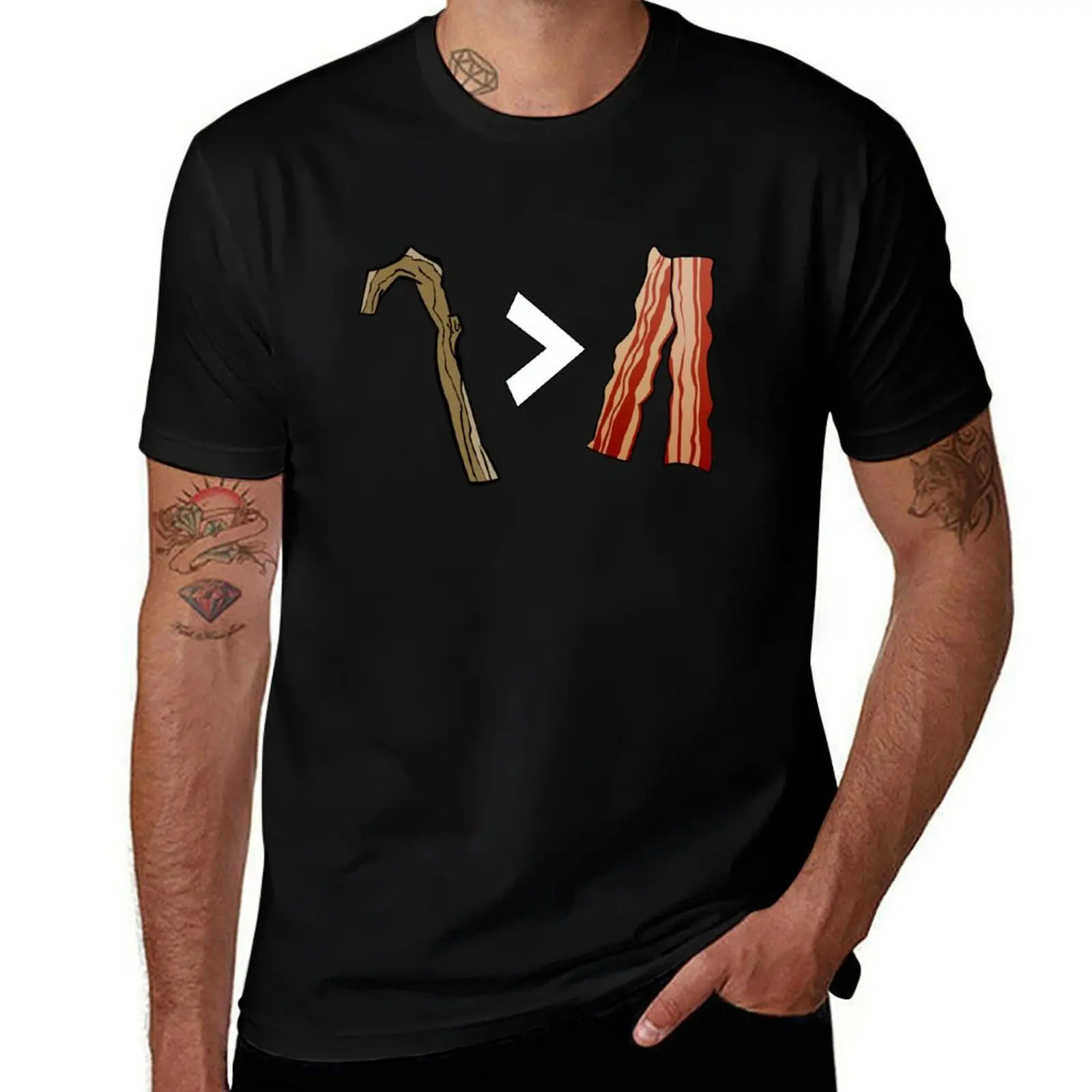 

My Stick is Better than Bacon - equation T-Shirt Anime t-shirt oversized graphic tee plain black t shirts men