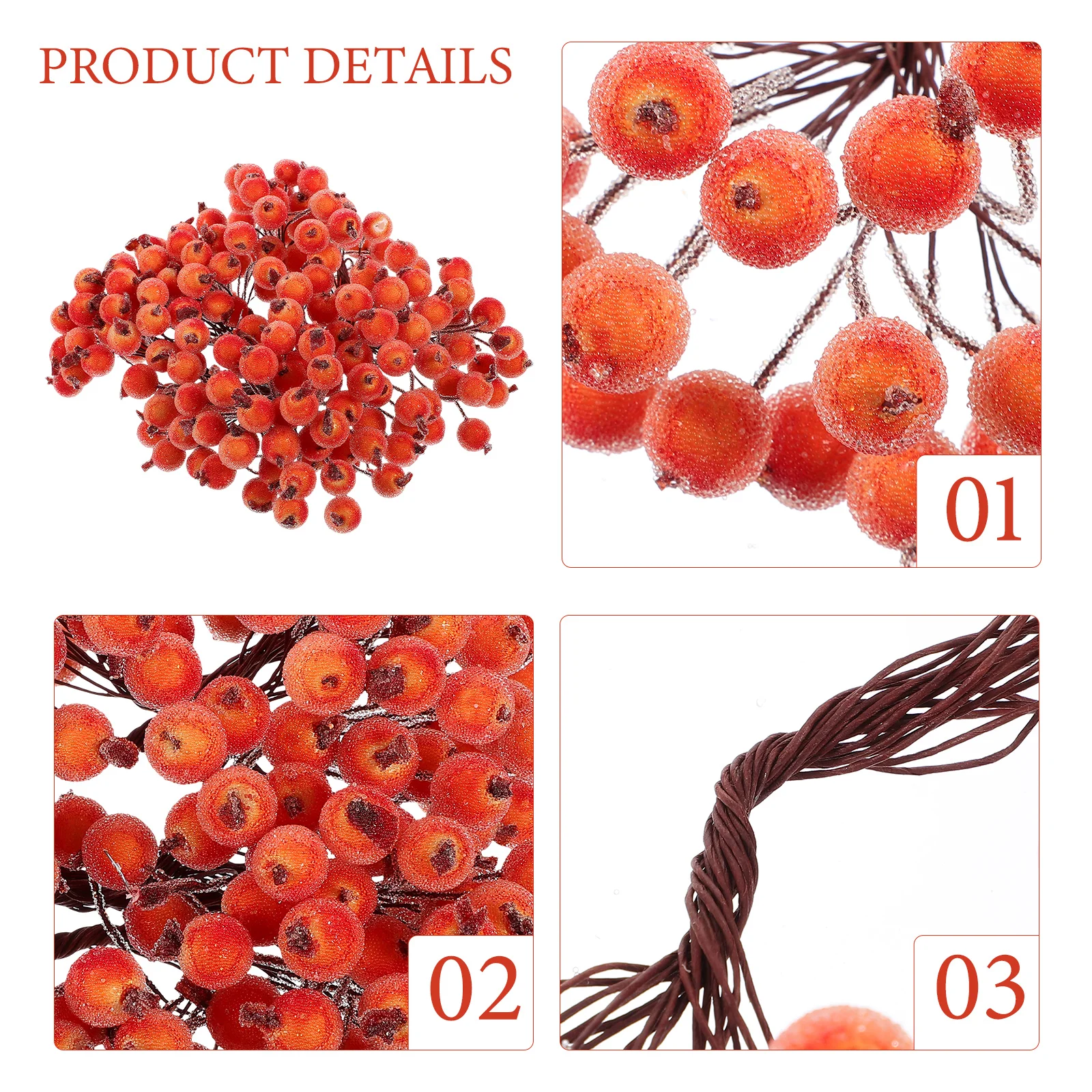 

200pcs Foamy Berries Artificial Flower Christmas Mini Berry Decor Wedding Car Bouquet DIY Home