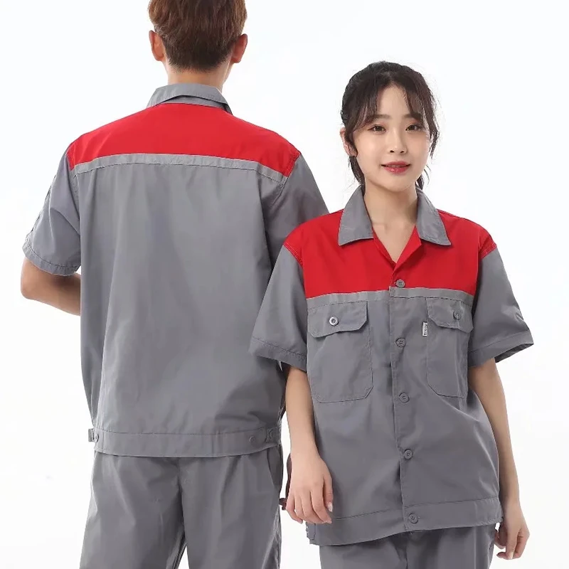 맞춤형 로고 작업복 상의 DIY 디자인 로고 남녀 공용 자동차 정비 및 청소용 얇은 작업복 다용도 포켓 셔츠