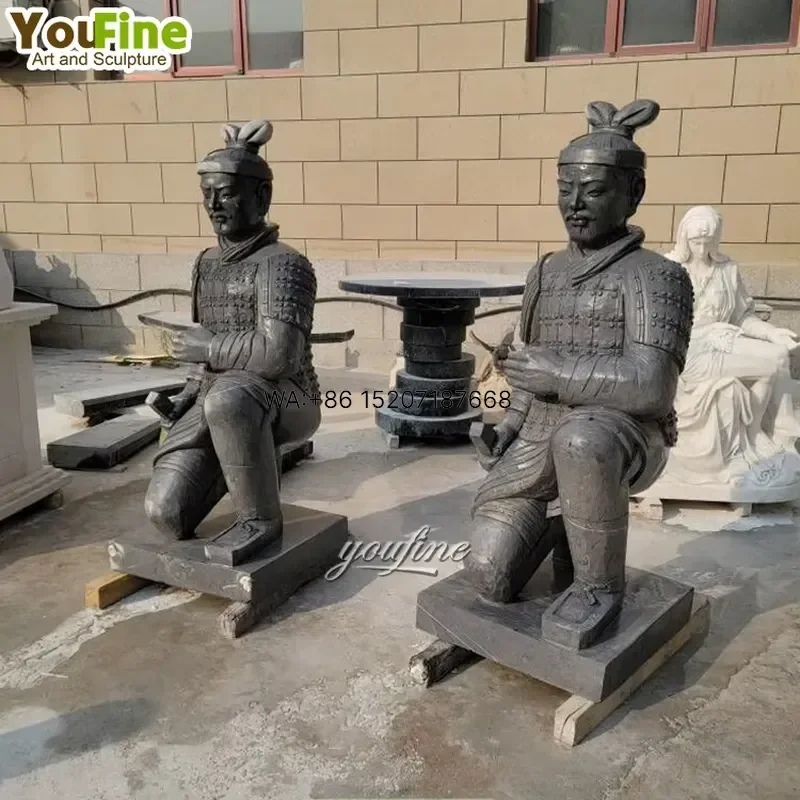 Wmwmnu Modern Large Size Natural Stone Marble Warrior Terracotta Statue for Home Decor Garden Ornament Handcrafted Art Piece