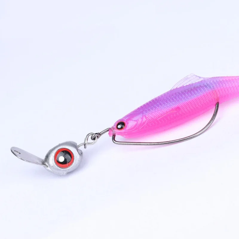 Angelköder mit langer Zunge, Tauchbrett, Schnellwechselhaken, Bleigewicht, Wobbler, Fischaugen, TEXAS Rig, Hindernis-Cross, 5er-Set im Angebot – Detail 5