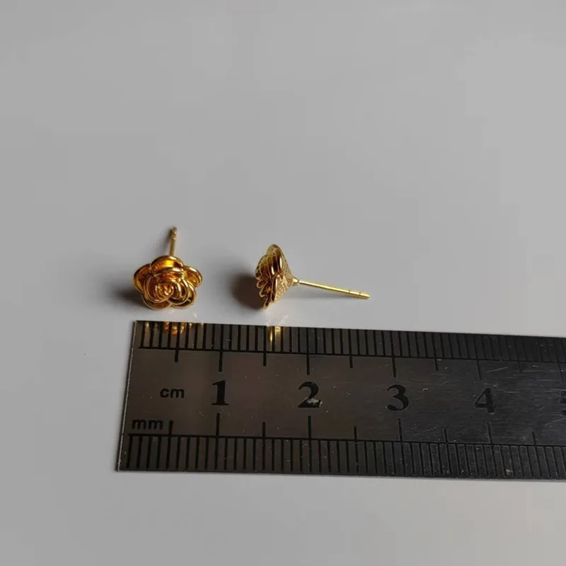 

Серьги-розы из настоящего золота 18 карат, чистые женские серьги AU750, подарок на свадьбу, день рождения, бутик ювелирных изделий E0082