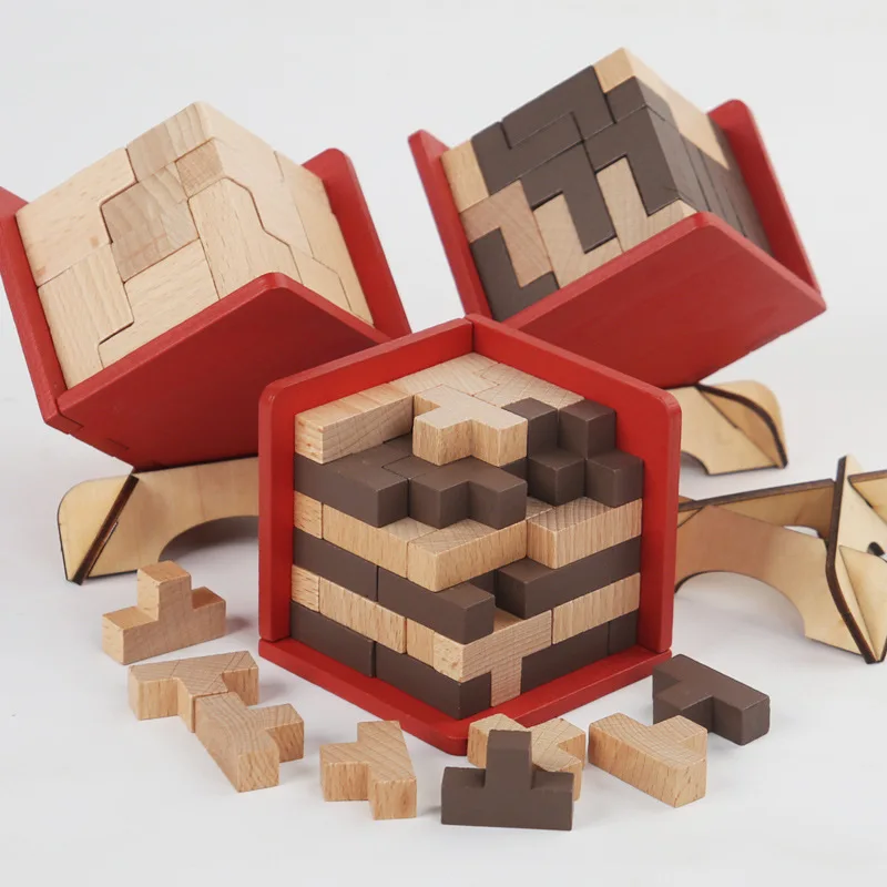 9 Styles Luban Interlocking Wooden Toy 54L 54T 3D Cube Puzzles Brain Teaser IQ Mind Educational Toys for Kids Adults Anti Stress