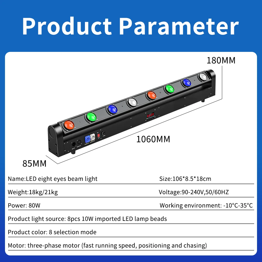 8 LED gözler hareketli kafa ışın ışıkları RGBW 4in1 disko sahne aydınlatma düğün performans için profesyonel Dj Bar sahne ekipmanları