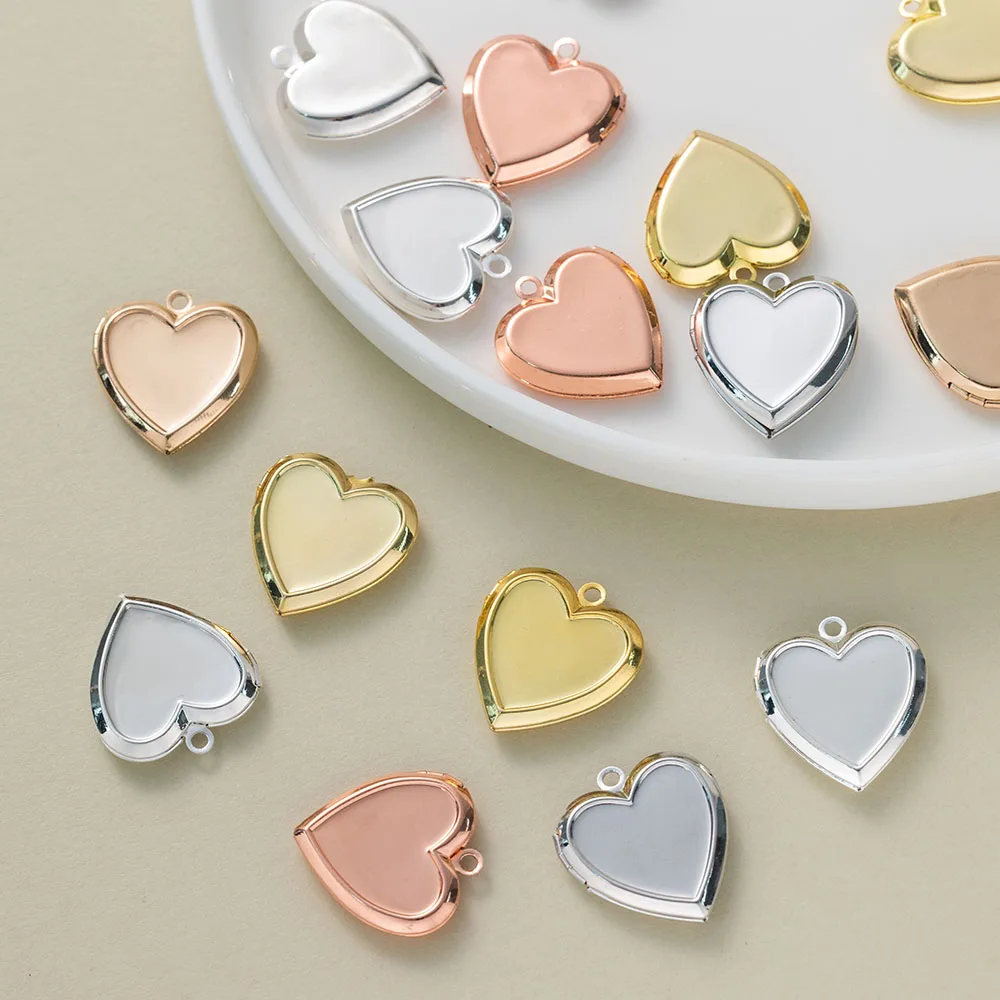 5 stücke Metall Herzförmige Box Foto Medaillon Anhänger Für Frauen DIY Halskette Ohrring Charms Geschenk Schmuck Machen Liefert Zubehör – Detail 1