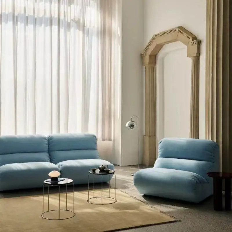 Dopamine fabric leisure living room sofa medieval modular design small apartment inline cashew nut sofa combination