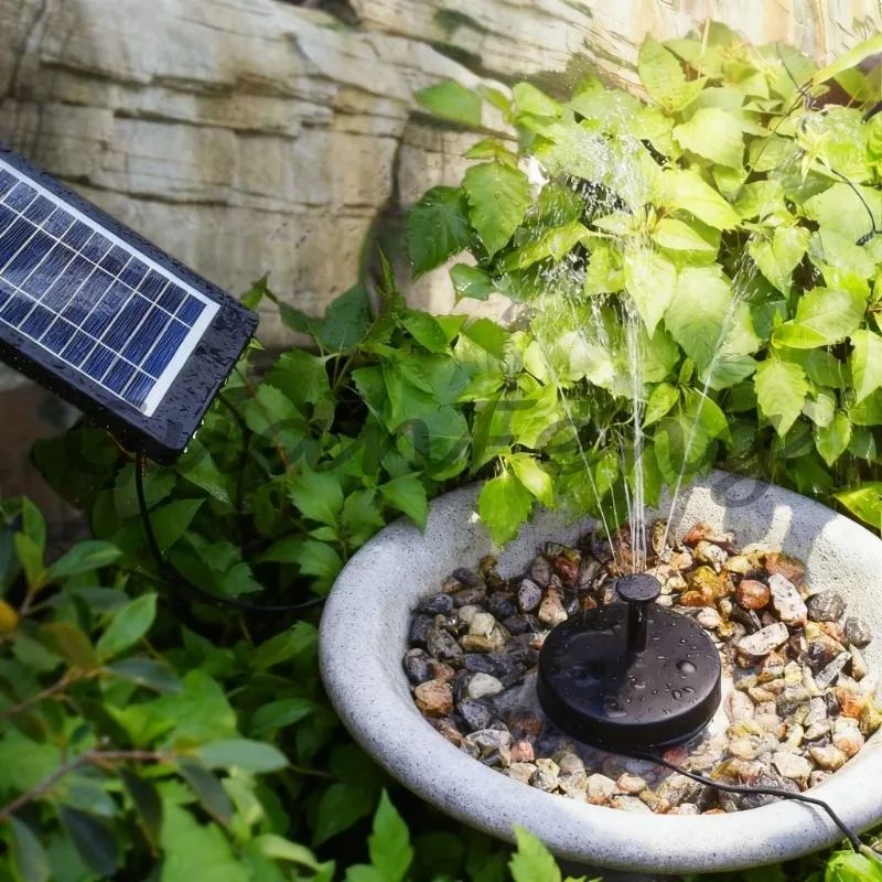 6V 3.5W Solar Fountain with Battery & 5 LED Lamps, Plug-Free Solar Powered Water Feature