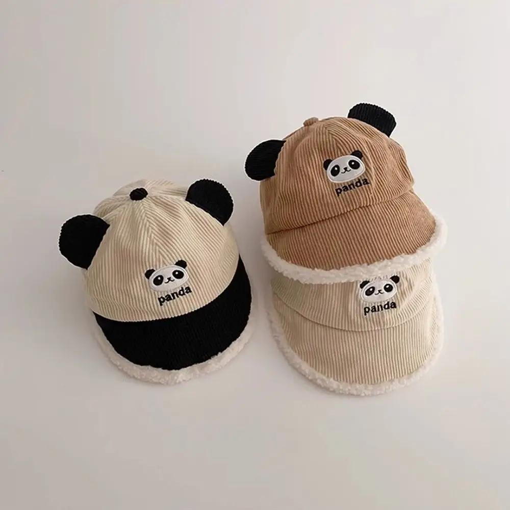 Cute Cartoon Baby Baseball Cap Windproof Quick Drying Panda Sun Hats Thickened Winter Warm Kids Hip Hop Hats for Children