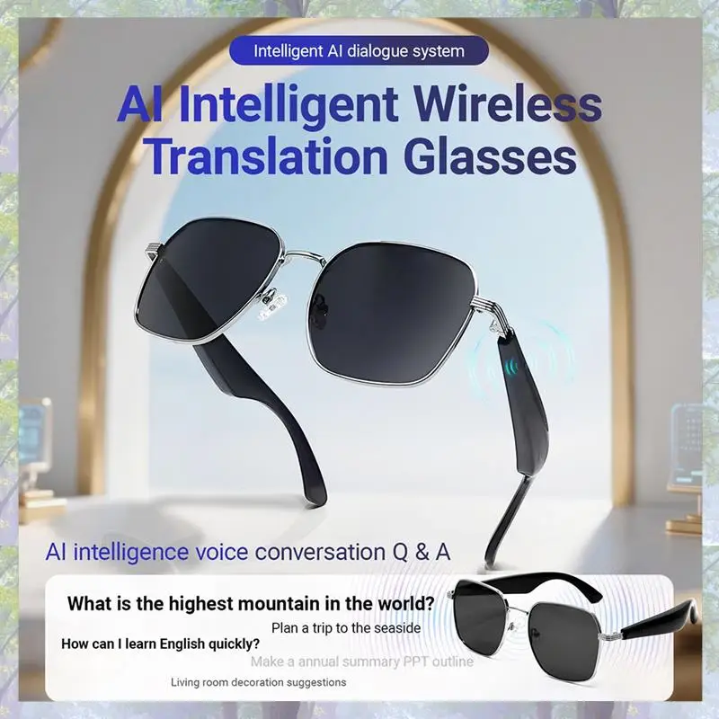 نظارات شمسية ذكية تعمل بالبلوتوث، نظارات موسيقية، نظارات رياضية خارجية مقاومة للماء ومضادة للأشعة فوق البنفسجية، نظارات AI للرجال والنساء باللون الأخضر