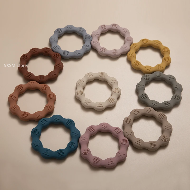 Food Grade Baby Silicone Teether BPA Free Infant Nursing Teething Rings Newborn Gift Health Care Molar Toys For Baby Accessories