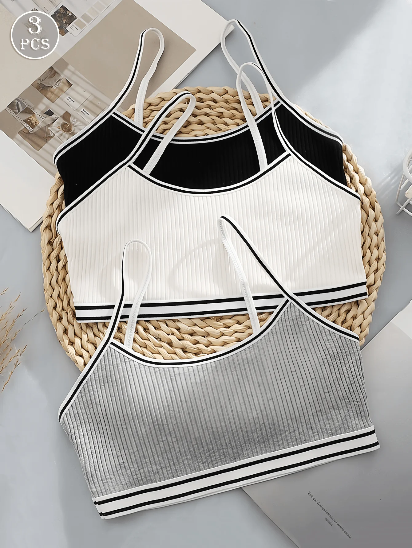 3PCS 8-12 Year Old Girls' Bra, Girls' Training Bra, Strap Bra, Pure Cotton Breathable and Soft Adolescent Underwear