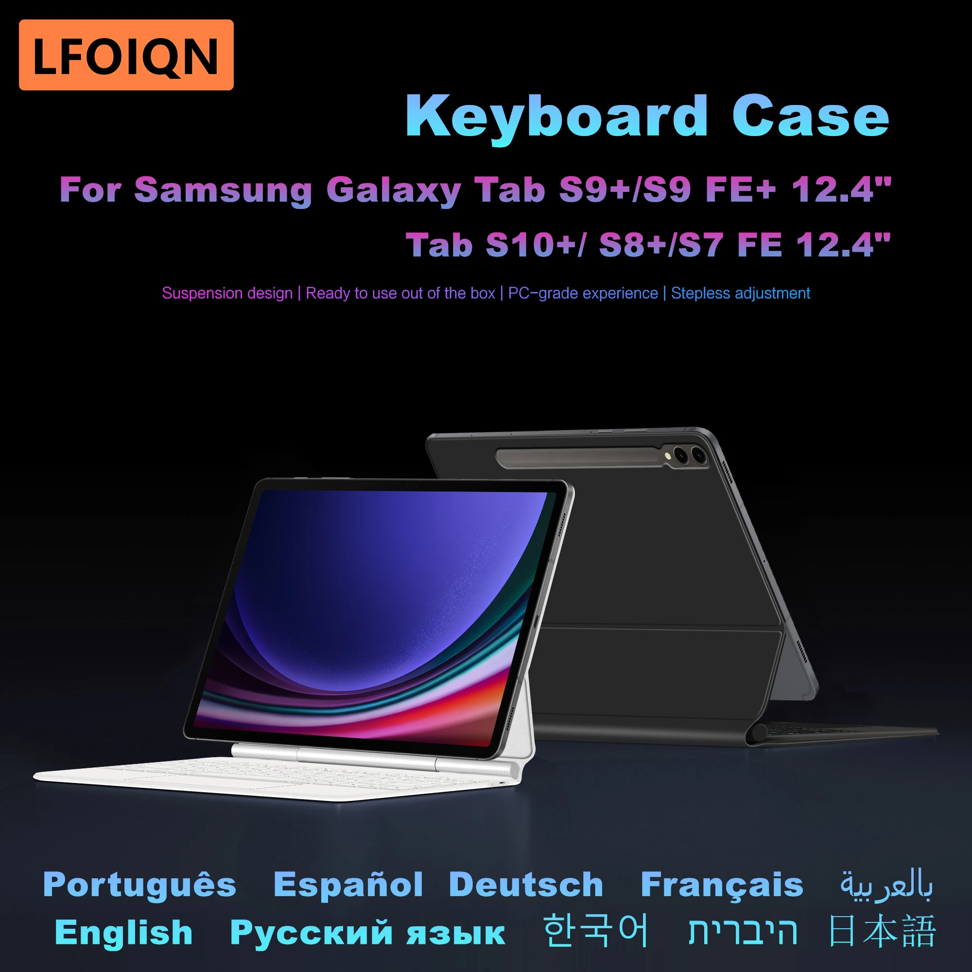 LFOIQN Keyboard Case For Samsung Galaxy Tab S9+ FE+ Plus 12.4 inch S8+ S10+ S7 FE Plus Tablet Smart Cover Magnetic Multi-Touch